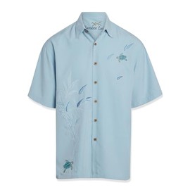 Bamboo Cay Men's Flying Turtles Embroidered Camp Shirt (XX-Large, Chalk Blue)