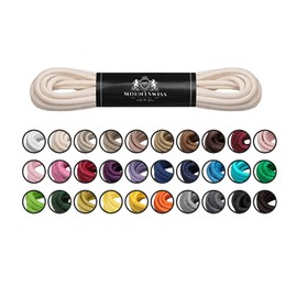 Mount Swiss© Luxury Waxed Round Shoelaces for Business Shoes, Suit Shoes and Leather Shoes - Diameter 2 - 3 mm, Length 45 - 120 cm, 110 cm