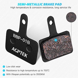 AGPTEK Pastillas de Freno de Bicicleta, Pastillas de Freno de Alto Rendimiento, Pastillas de Freno de Disco y Resorte (Semi-metálico) para Frenos de Disco de Bicicleta de montaña, Almohadillas para