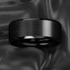 ATOP 8mm Classic Black Brushed Tungsten Carbide Ring For Mens