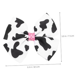 Healeved 2pcs Cow Print Bow Hair Clips for Girls Cute Cartoon Hairpins Durable Fabric Accessories for Daily Hairstyles Bowknot Design for Fun Outfits