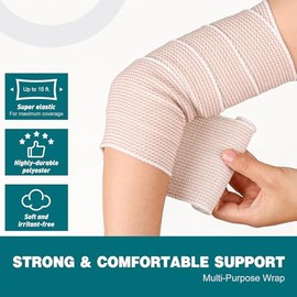 AZEN Premium Paquete de 30 Vendajes Elásticos de 4 Pulgadas, Vendaje de Compresión para Piernas, Vendajes de Linfedema para Piernas, Tobillo, Rodilla,