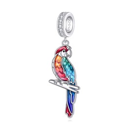 ONEFINITY Parrot Charm Beads Fits Bracelets Necklace 925 Sterling Silver Parrot Charm Pendant Bird Jewellery Gifts for Women