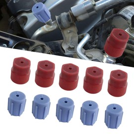 GAOLAOSY R134a AC Valve Cap Kit, 13mm & 16mm Air Conditioning Service AC System Charging Port Caps, Universal Auto Maintenance Leakproof Hat Replacement, 5 Blue Low Side & 5 Red High Side