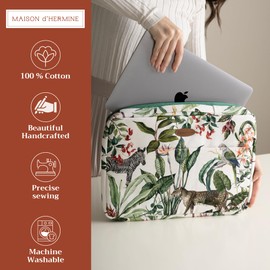 Maison d'Hermine Laptop Sleeve Case upto 15.6 inch Stain and water repellent Cotton canvas - Wild