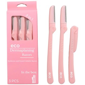 Dermaplaning Tool - Foldable Facial Razor for Women and Men, (3ct) | Womens Facial Peach Fuzz Remover & Eyebrow Trimmer, Dermaplaning Razor, Face Razors for Women, 3 pc (Pink)