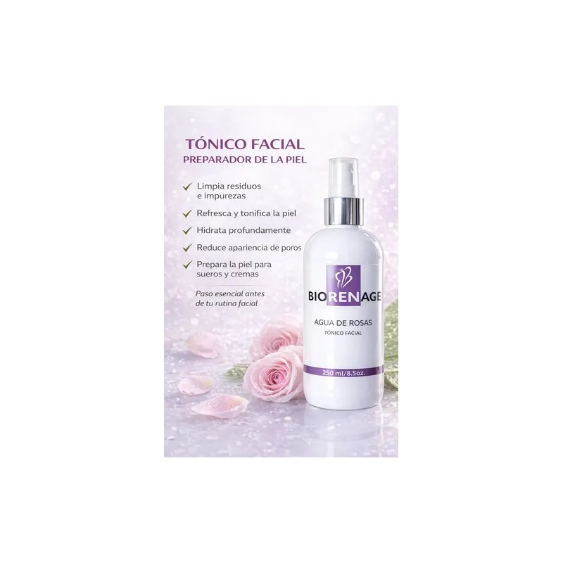 Agua De Rosas Tónico Facial Ácido Hialurónico Hidratante