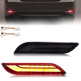 LED Rear Bumper Reflector Light Compatible with Toyo-ta Camry 2018-2024, [Play & Plug] [IP67 Waterproof], Red LED Tail Brake Rear Fog & Sequential Turn Signal Lamps, 2 PCS, Smoked Lens