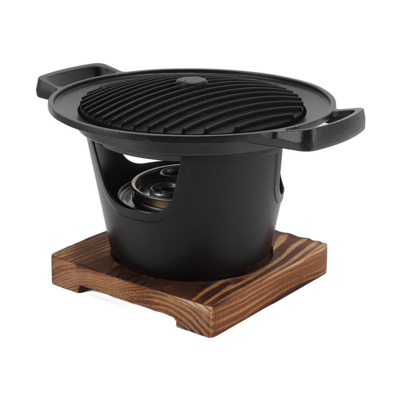 Hibachi Grill Smokeless Wooden Frame Aluminium Alloy Easy Assembly Portable