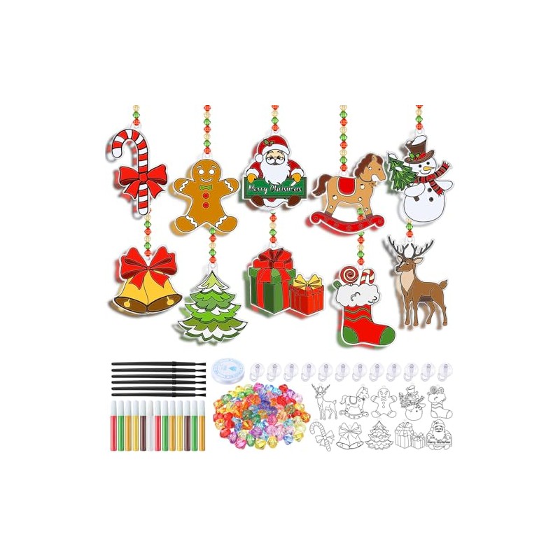 Sonwyoung 30 Sets Christmas Suncatchers Craft Kits, DIY Glow in