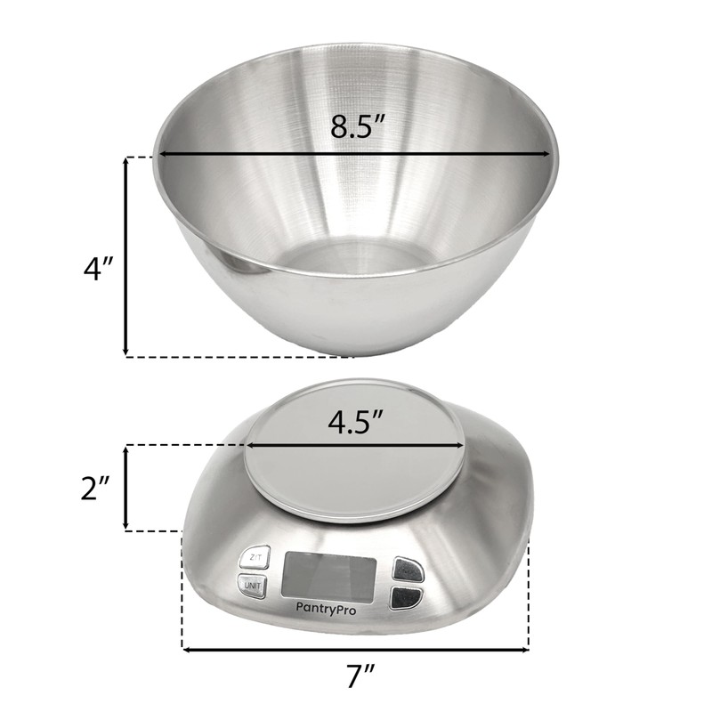 PantryPro Digital Kitchen Scale with Bowl - Stainless Steel 12lbs