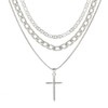 Cross Necklace for Women Dainty 3 Layered Stackable Silver Pendant