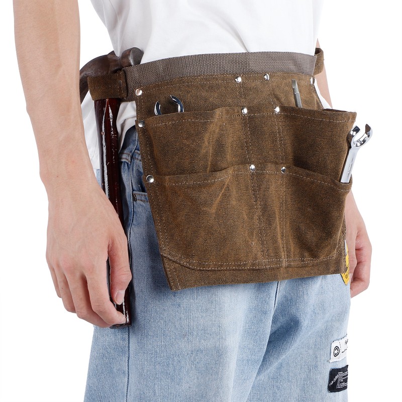 Waxed Canvas Apron Thickened Waterproof Tools Pocket Apron for Garden