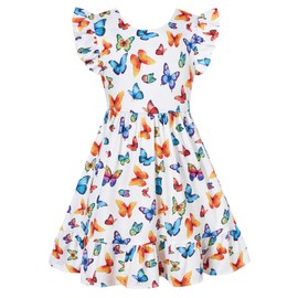 Little Girls Dress 5t Size 5 6 Spring Outfit Bowknot Tie Back Summer Butterfly Dress Casual Twill Party Dress