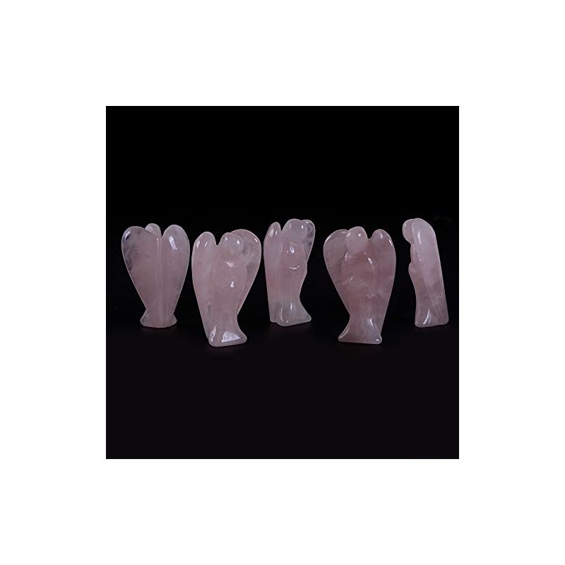 Justinstones Carved Rose Quartz Peace Angel Pocket Guardian Angel Healing