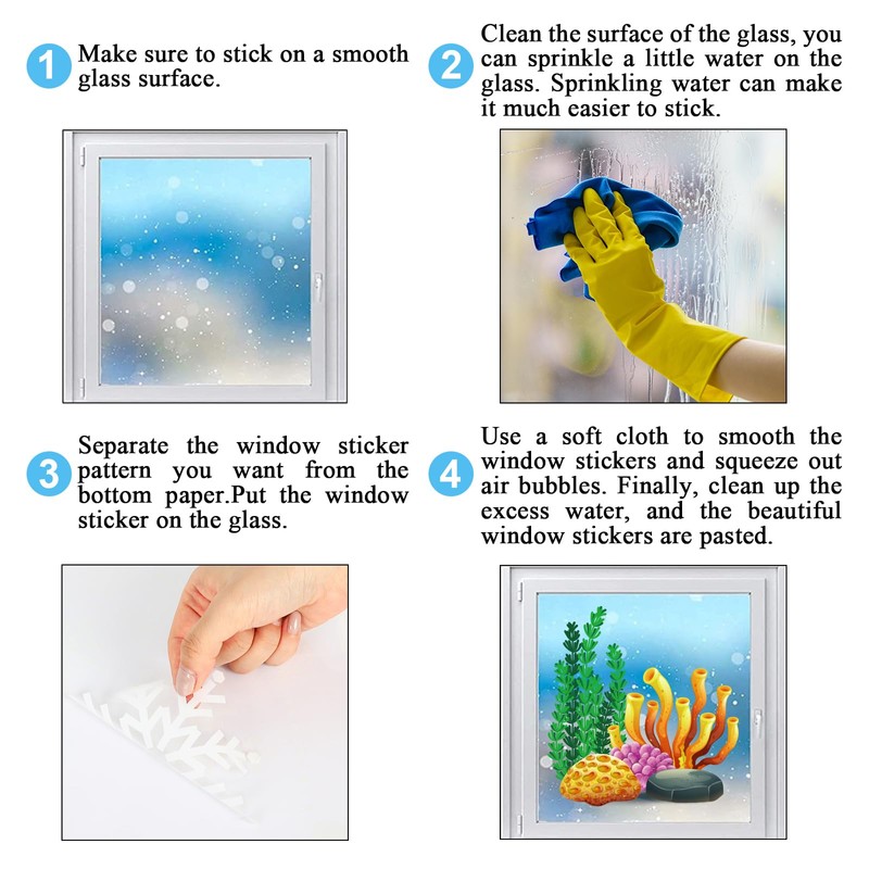 JarThenaAMCS Large Summer Window Clings Ocean Themed Seaweed Coral Window