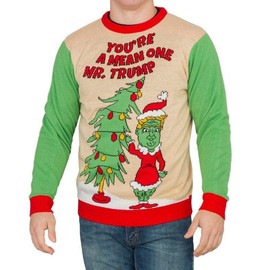 You're a Mean One Mr. Trump Grinch Adult Ugly Christmas Sweater (Small) Multicolored
