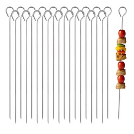 30cm Kebab Skewers, 20 Pcs Stainless Steel BBQ Grilling Skewer Reusable Metal Barbecue Kebab Skewers Sticks for Meat Vegetables