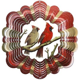 Beautiful Cardinal Wind Spinner-Vibrant Color 12" Metal Wind Spinner Outdoor Metal Hanging Yard or Patio, Porch or Indoor Decoration