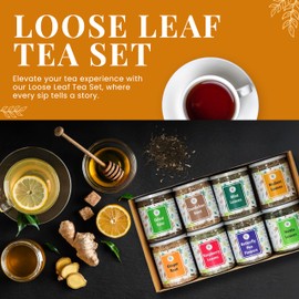 Loose Leaf Tea Set | Upto 450 Servings | Set of 8 teas for Wellness and Flavor Enthusiasts | Experience Blissful Infusion & Refreshing Aromatic Teas! | 100% Natural Ingredients | by Yogi's Gift®
