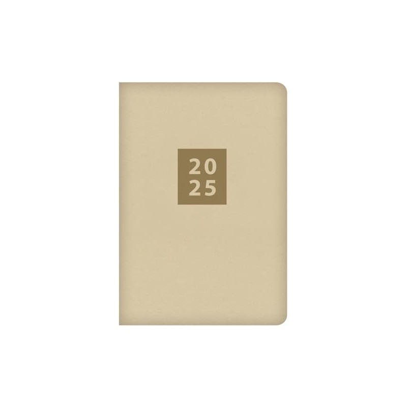 2025 Stylish Cream Textured Fabric Cover A5 Diary Week to