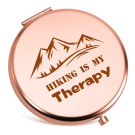 Hiking Gifts for Women Compact Mirror Hiking Lover Gift for Friends Daughter Her Camping Gifts Christmas Birthday Gift for Hiker Camper Women Friend Nature Lover Sister Folding Makeup Mirror Rose Gold