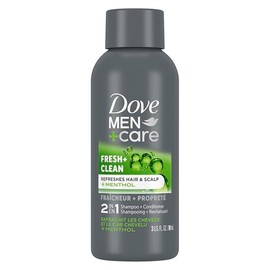 DOVE MEN + CARE Champú y acondicionador fortificante 2 en 1 fresco y limpio con cafeína para cabello normal a graso ayuda a fortalecer el adelgazamien