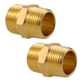 Angry Pony brass hex nipple, NPT 3/4 male to NPT 3/4 male pipe adapter for copper aluminum iron pipe, 2 pcs