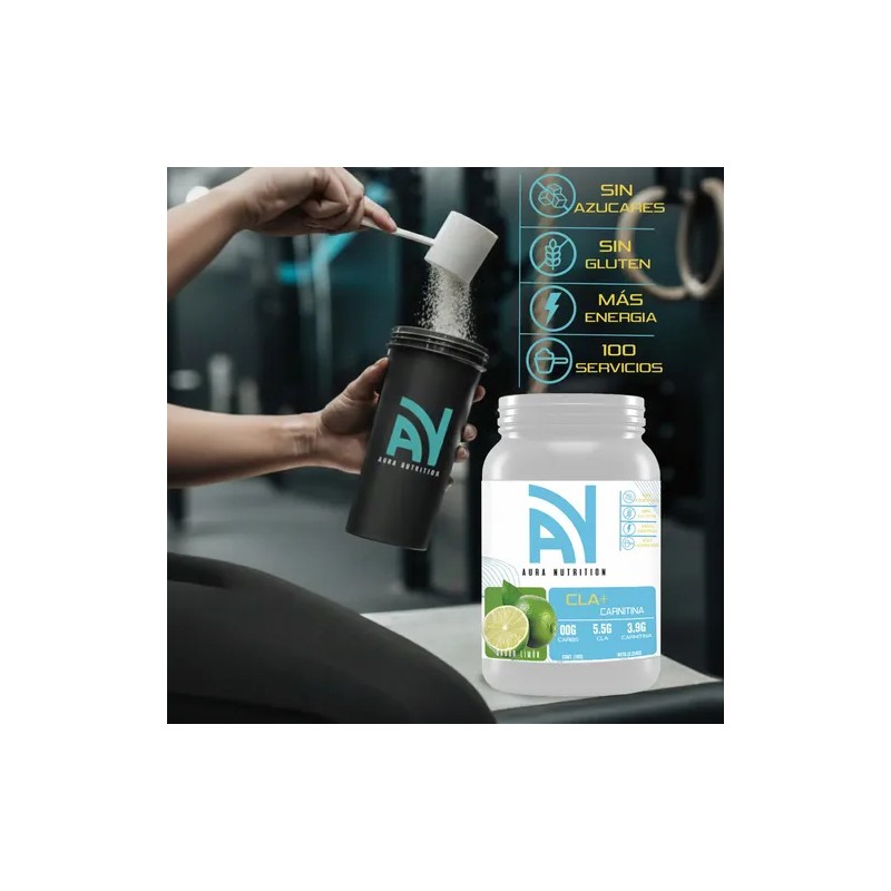 Cla + Carnitina Suplemento Polvo 1kg Aura Nutrition 100servi