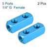 sourcing map G 1/4" Thread 5 Ports 2 Way Manifold