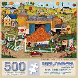 Bits and Pieces - 500 Piece Jigsaw Puzzle for Adults - 18" x 24" - Pumpkin Palace Farm - 500 pc Colorful Fall Autumn Jigsaw by Joseph Holodook