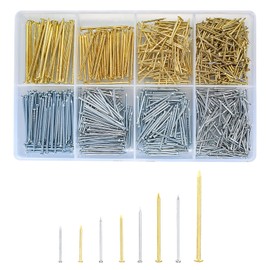 820 Pieces Nails Wall, Round Head Wooden Nails, Picture Nails Hanging, Wall Nails, Hardware Nail Assortment Set for Picture Frame, Woodworking, Picture Frame Mirrors