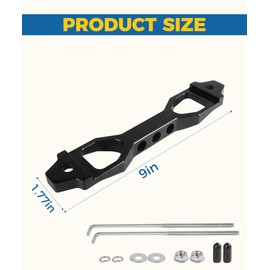 UBOG Battery Tie Down,Battery Hold Down Kit,Car Accessories Battery Bracket,Car Battery Hold Down,Aluminium Alloy Battery Tie Down Bracket with Galvanized Iron J Bolts,Fit Most Vehicles (Black)