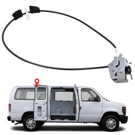 Yinlowa Side Door Latch Cable Rear Right Passenger Side for Ford E150 E250 E350 Econoline 1992-2014, Replaces AC2Z-15264A26-B AC2Z15264A26B Cargo Side Door Latch with Cable Assembly