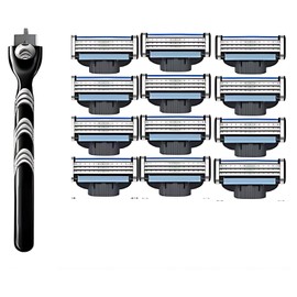 13 Razor Blades Set, Razor Blades for Men, 12 Single Blades and 1 Handle, Precision Shaving for Home and Travel, 2.5 cm Length, 1 cm Width