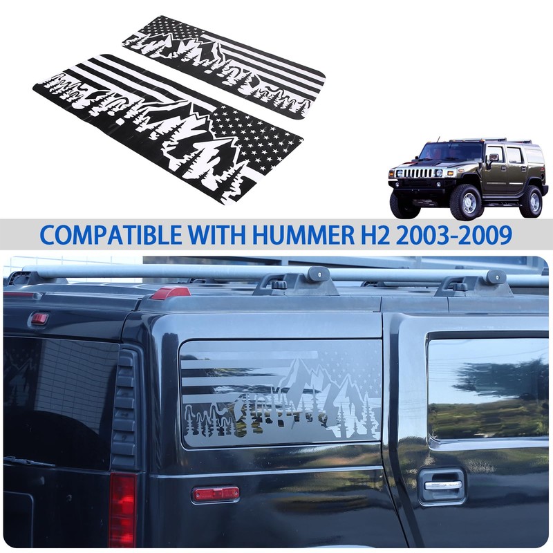 Rear Side Window American Flag Decals Fit for 2003-2009 Hummer
