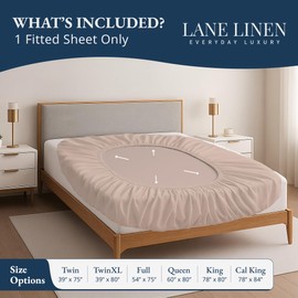 Lane Linen - Sábana bajera ajustable de 100 % algodón egipcio de tamaño individual (39 x 75 pulgadas + 15 pulgadas), elegante tela de satén, ultra suave, transpirable, altamente duradero, bolsillos
