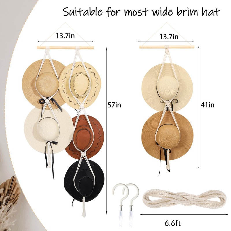ZYP 7 Hats Style Macrame Hat Hanger Hat Rack for