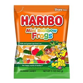 HARIBO Gummi Candy, Mini Rainbow Frogs, 5 oz. Bag (Pack of 12)