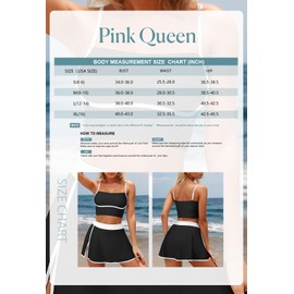 Pink Queen 2025 High Waisted Bikini Set for Women 2 Piece Swimsuits Square Neck Spaghetti Straps Swim Skirt Bathing Suits Black S