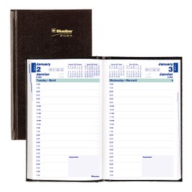 Blueline 2024 Traditional Daily Planner, Appointment Book, 12 Months, January to December, Perfect Binding, 8" x 5", Bilingual, Black (C1504.81B-24)