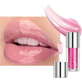 Bluemega Lip Glow Oil Jelly Lip Oil, brillo de labios para una apariencia 3D, brillo de labios de color claro con ácido hialurónico y colágeno vegano para labios llenos de apariencia saludable (1#)