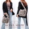 Jywmsc Women's Fluffy Leopard Print Plush Shoulder Bag Large Tote