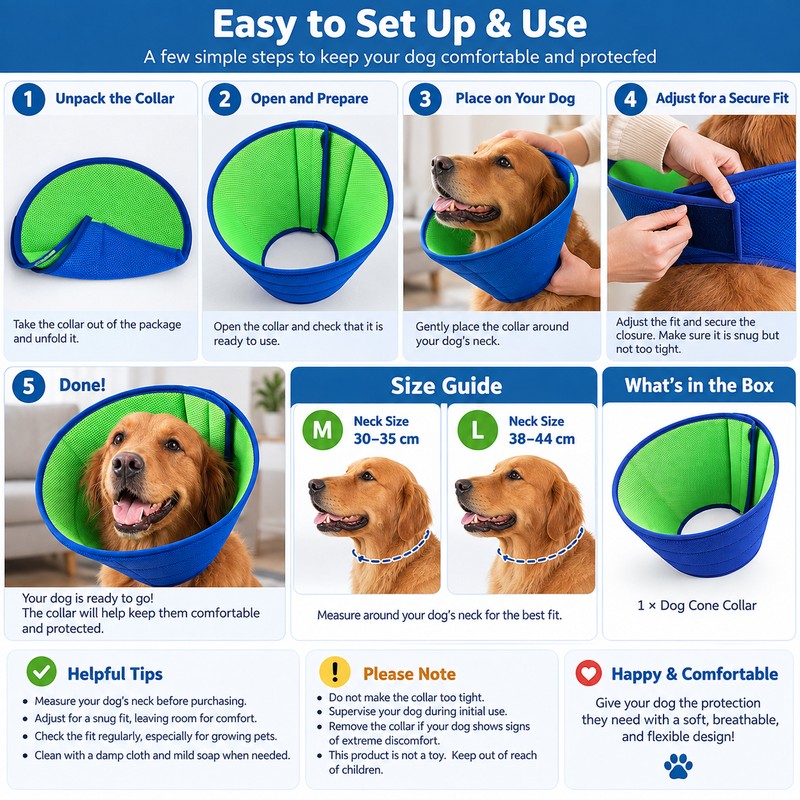 Dog Recovery Cone Collar for Everyday Protection – Breathable Flexible