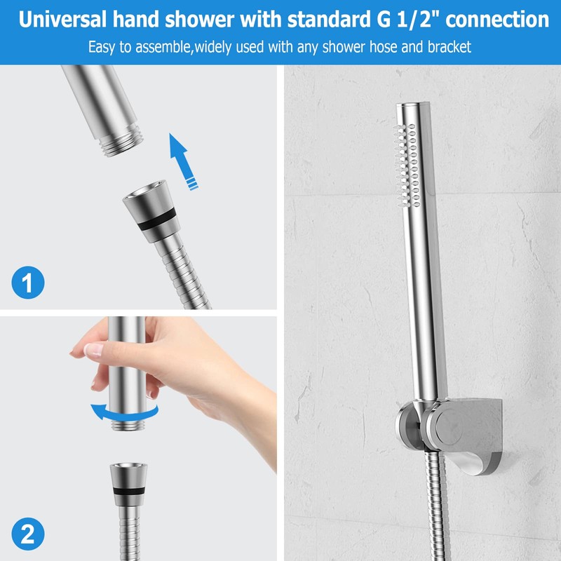ACEFY Shower Head, Water-Saving, 1 Jet Type, Hand Shower, Solid