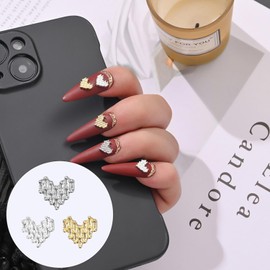 45Pcs 3D Heart Nail Charms Valentine's Alloy Gold Sliver White Art Nail Supplies for Acrylic Nails Valentine's Design Cute Heart Nail Gems and Charms Nail Jewelry for Women DIY Nail Decor Accessories