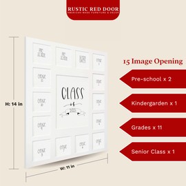 RRD Class of 2029 Photo Mat (11” x 14”) - Photo Collage Picture Frames Mat for School Pictures – School Picture Frame Pre-K to 12 Mat - No Frame White Photo Mat from Pre-K to Graduation (15 Photos)