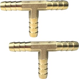 2pcs Brass 1/4'' Hose Barb Tee T 3 Way Union Fitting for Water Fuel Air by CX WONDERLAND