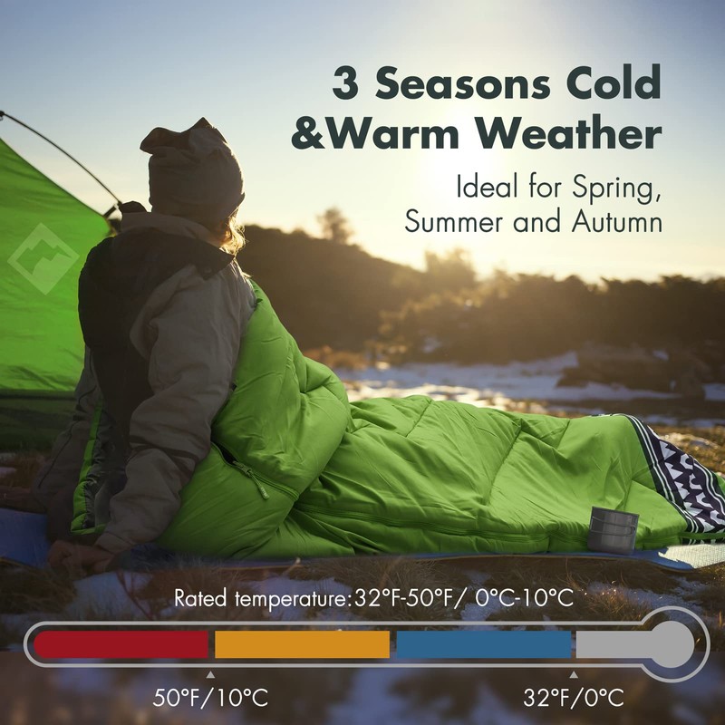VILLEY Camping Sleeping Bag, Lightweight Backpacking Sleeping Bag with Compression