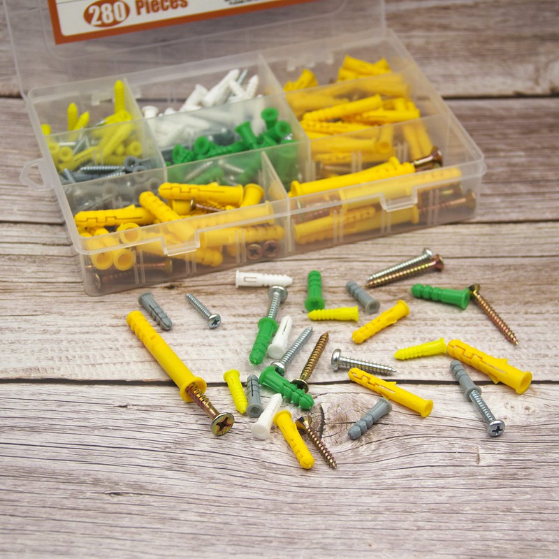 ISPINNER 280pcs Plastic Drywall Anchors and Screws Assortment Kit, 8